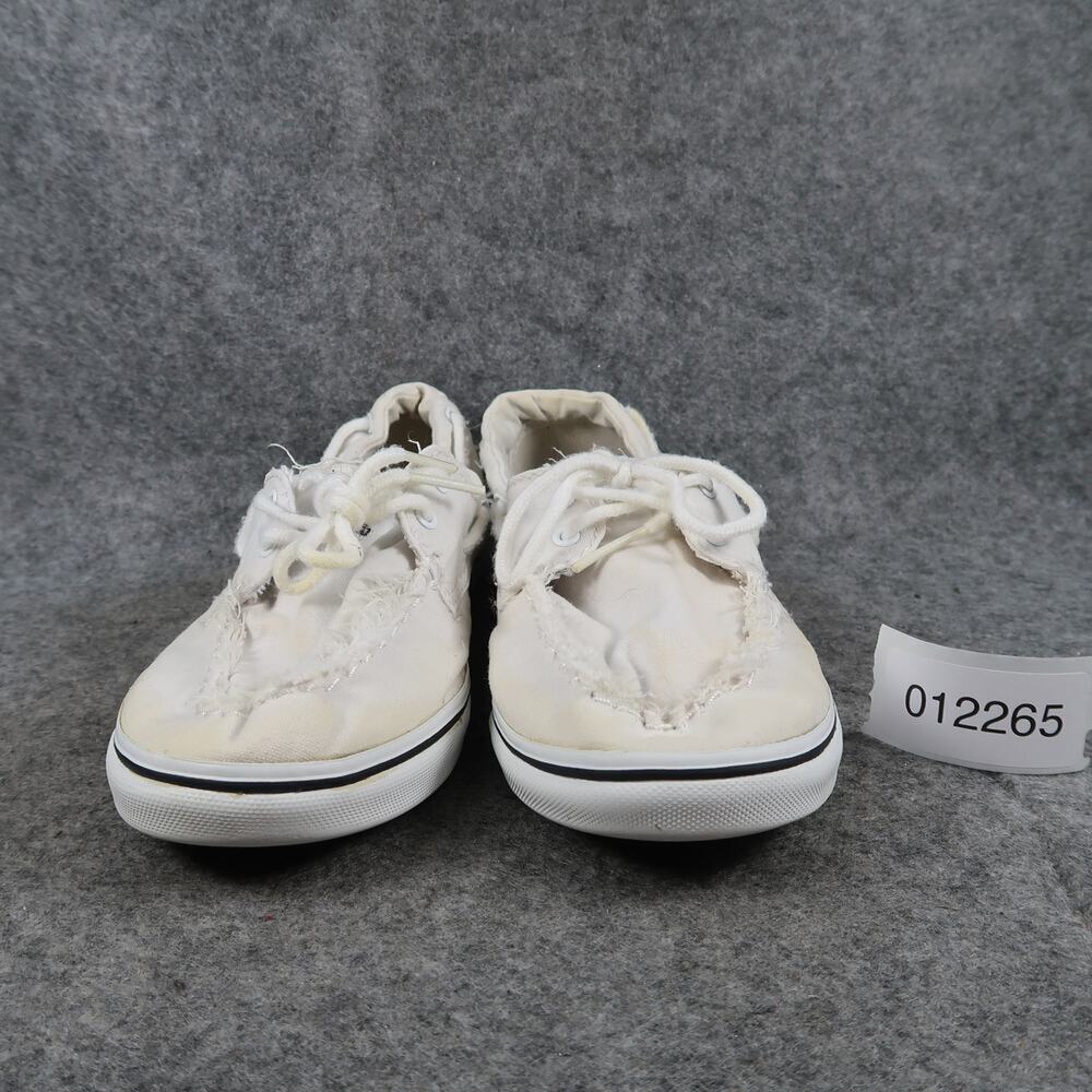 Vans Shoes Womens 7 Boat Shoe Sneakers Canvas White Casual Two Eye Trainer White - Picture 2 of 12